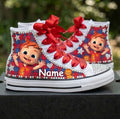 Custom CoComelon Nico High-Top Sneakers Shoes Personalized with Name, Ribbon Laces & Rhinestones Birthday Parties Everyday Gift