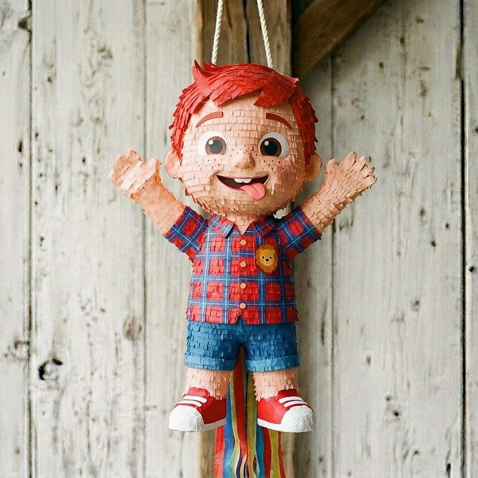 Premium Handmade 30-Inch CoComelon Nico Character Pull-String Piñata Table Decor Party Centerpiece