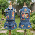 Personalized Custom Name CoComelon Nina Denim Vest & Skirt Set Birthday Party Cake Smash Gift