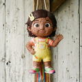 Premium Handmade 30-Inch CoComelon Nina Character Pull-String Piñata Table Decor Party Centerpiece