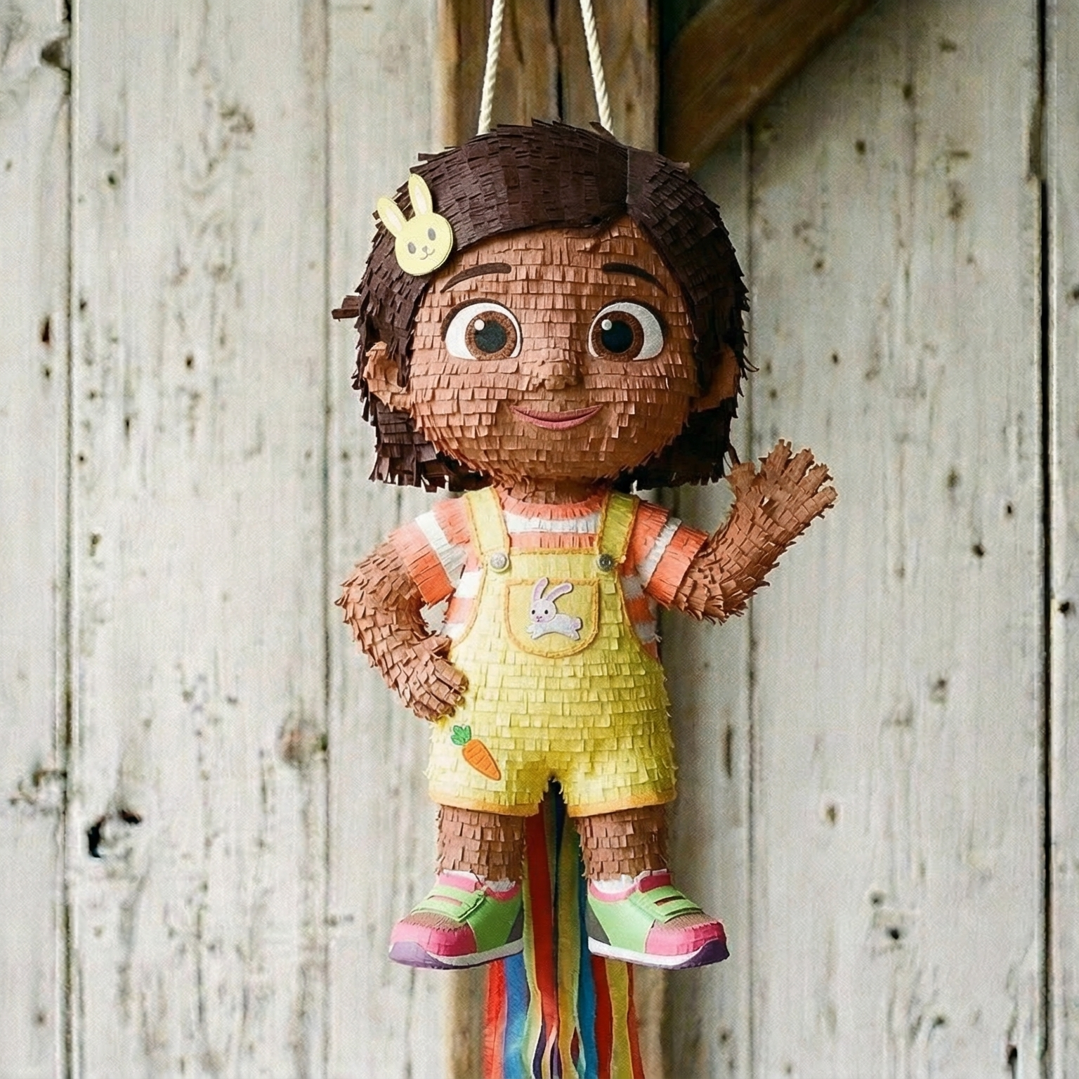 Premium Handmade 30-Inch CoComelon Nina Character Pull-String Piñata Table Decor Party Centerpiece