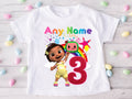 CoComelon Girl Nina Personalized Custom White T-Shirt or Onesie Theme Cake Smash Birthday Party