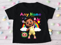 CoComelon Girl Nina Personalized Custom Black T-Shirt or Onesie Theme Cake Smash Party