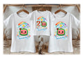 CoComelon TV Boys Personalized Custom White Family T-Shirt or Onesie Pack Theme Cake Smash Birthday Party