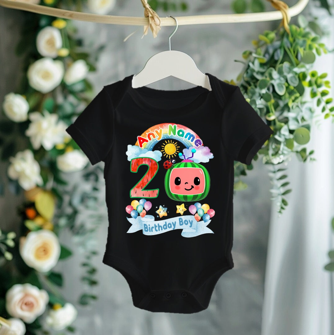 CoComelon TV Boys Personalized Custom Black Family T-Shirt or Onesie Pack Theme Cake Smash Birthday Party