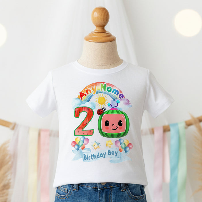 CoComelon TV Boys Personalized Custom White Family T-Shirt or Onesie Pack Theme Cake Smash Birthday Party