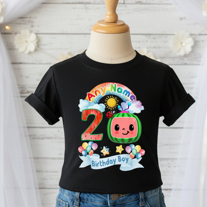 CoComelon TV Boys Personalized Custom Black Family T-Shirt or Onesie Pack Theme Cake Smash Birthday Party