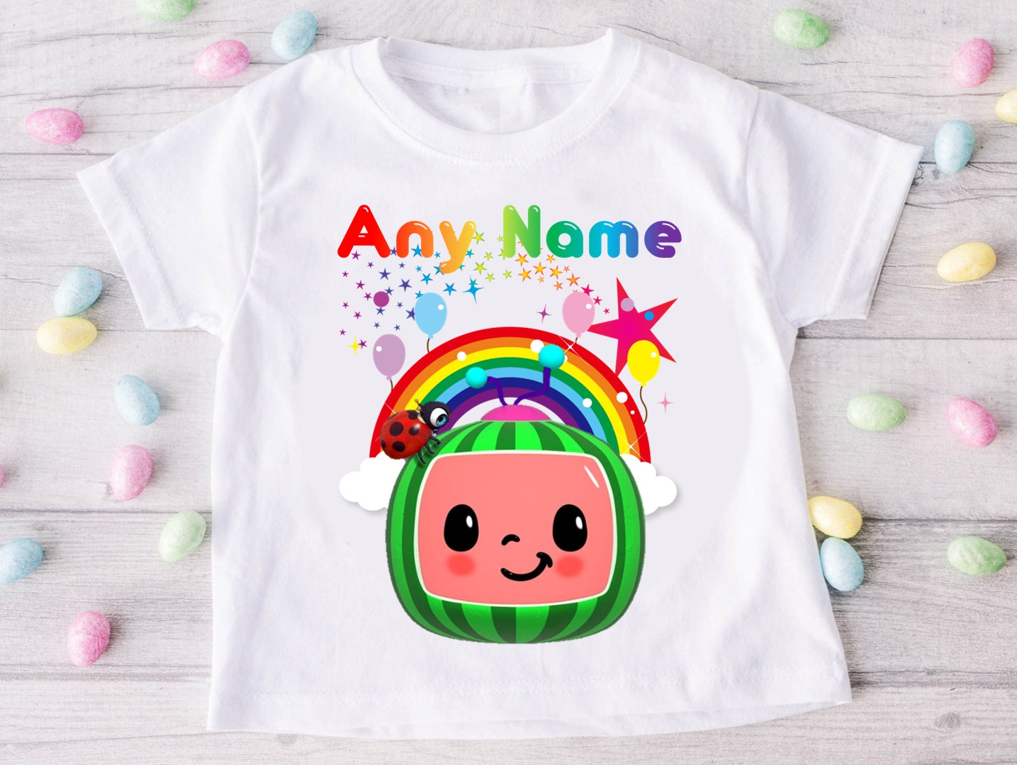CoComelon Boys TV Melon Personalized Custom White T-Shirt or Onesie Theme Cake Smash Party
