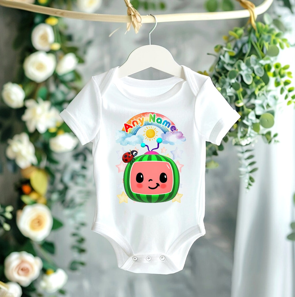 CoComelon TV Boys Personalized Custom White T-Shirt or Onesie Theme Cake Smash Party