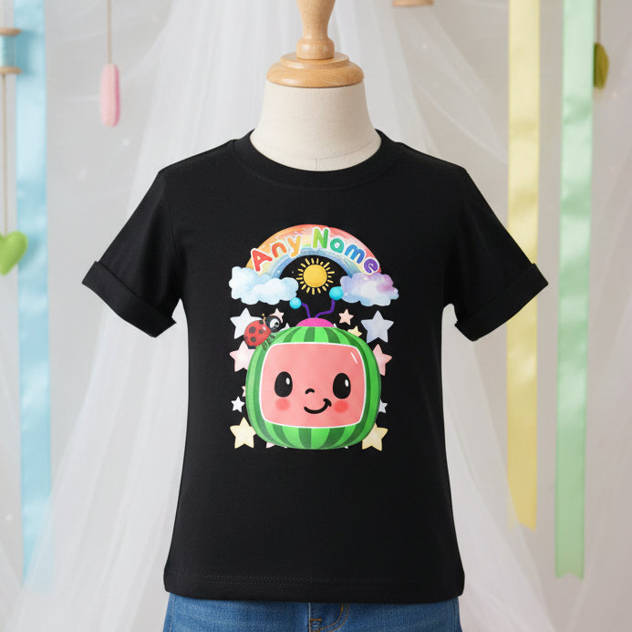 CoComelon TV Boys Personalized Custom Black T-Shirt or Onesie Theme Cake Smash Party