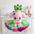 CoComelon TV Face Tutu Set Girls Personalized Custom Rainbow Ribbon Sewn Trim Tutu Outfit Dress Theme Cake Smash Birthday Party