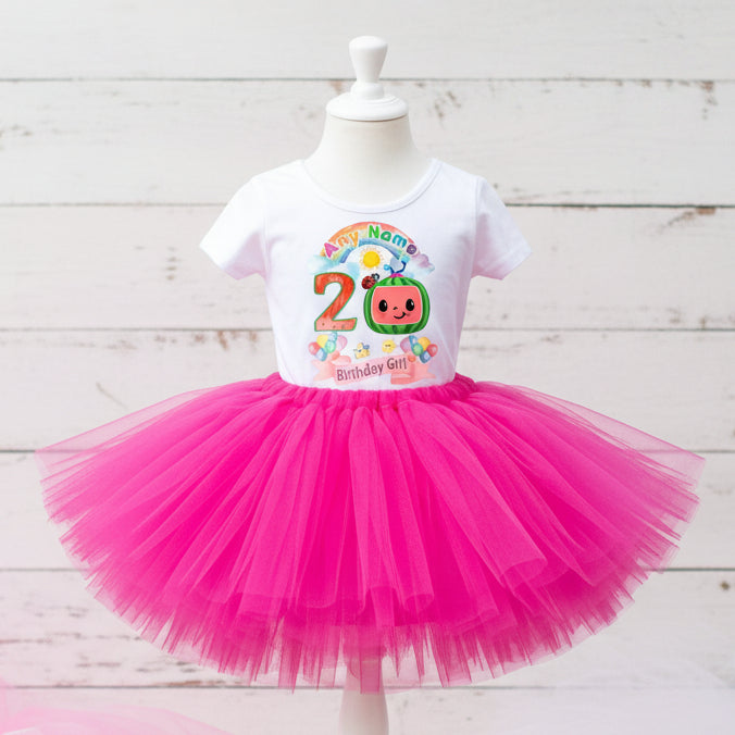 CoComelon TV Tutu Set Girls Personalized Custom Hot Pink Tutu Outfit Dress Theme Cake Smash Birthday Party