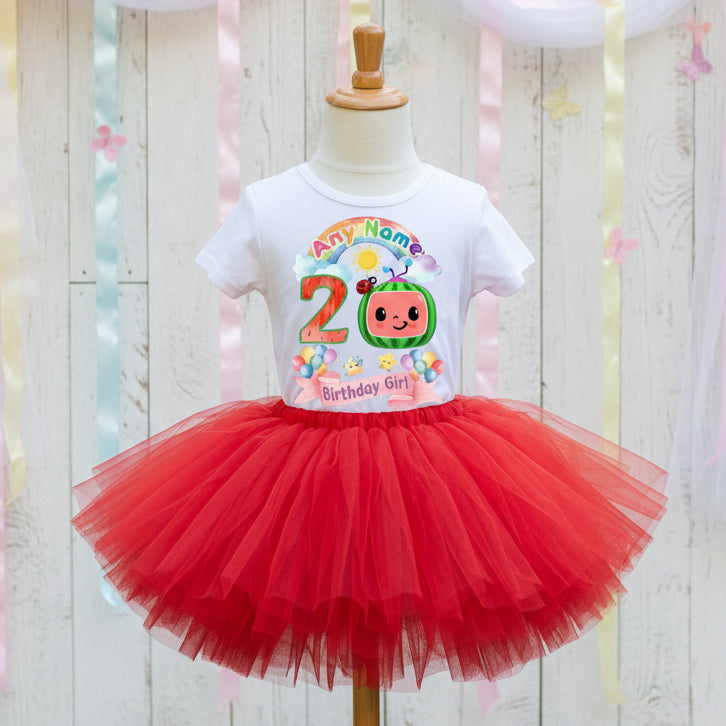 CoComelon TV Tutu Set Girls Personalized Custom Red Tutu Outfit Dress Theme Cake Smash Birthday Party