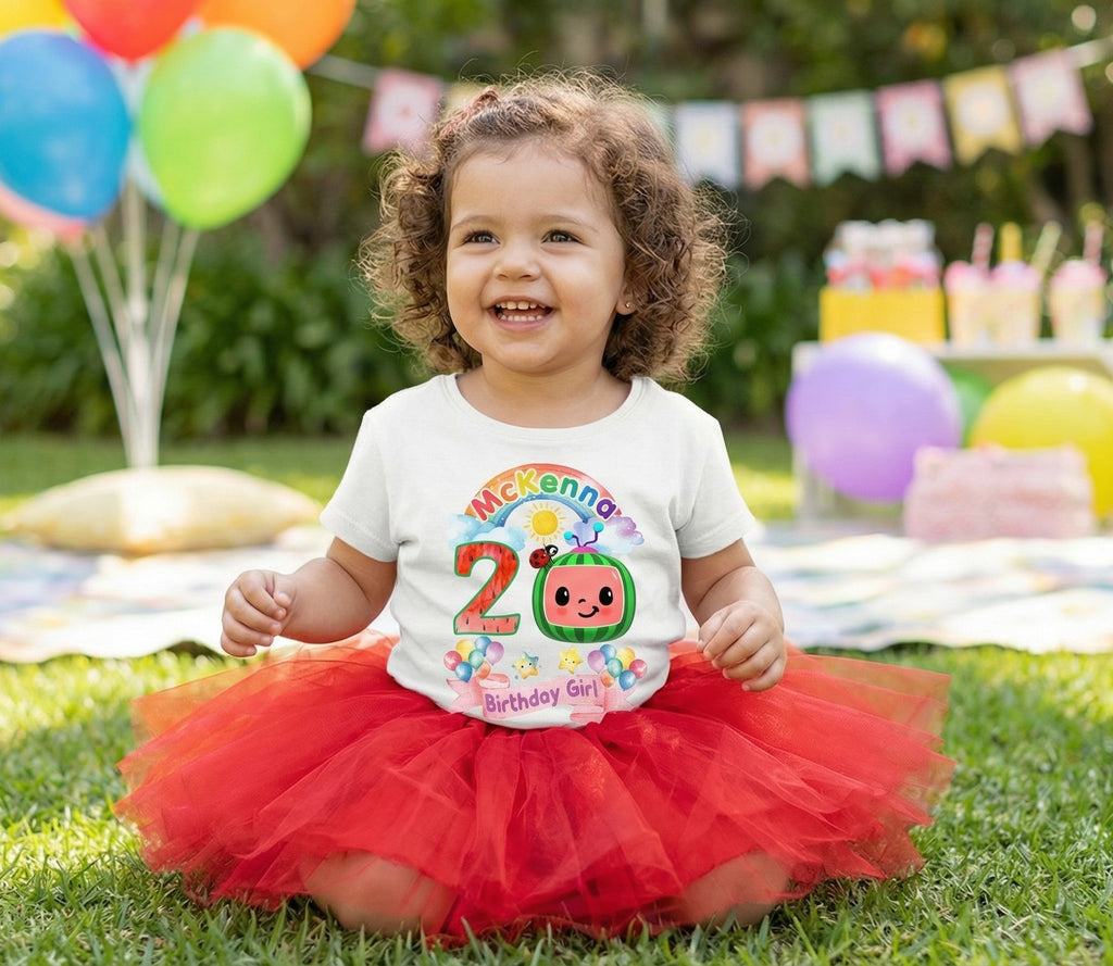 CoComelon TV Tutu Set Girls Personalized Custom Red Tutu Outfit Dress Theme Cake Smash Birthday Party