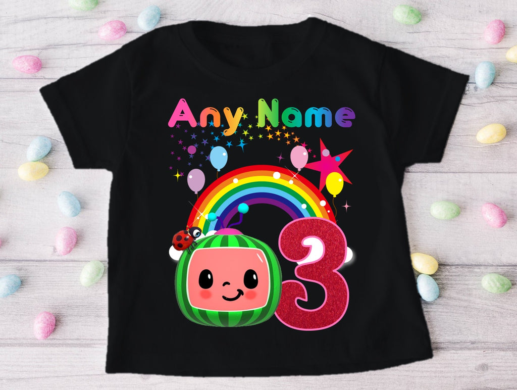 CoComelon Girls TV Melon Personalized Custom Black Family T-Shirt or Onesie Pack Theme Cake Smash Birthday Party