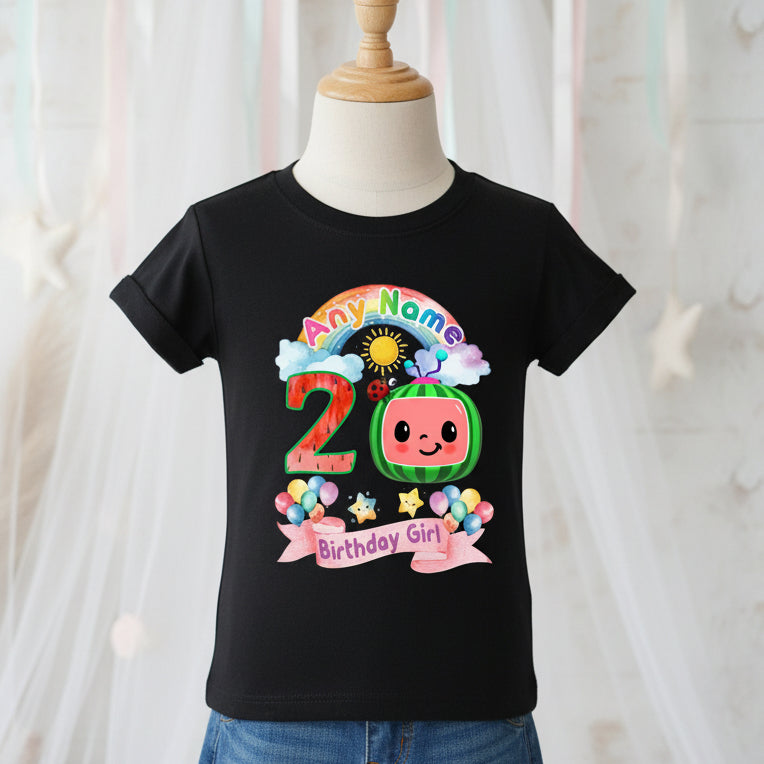 CoComelon TV Girls Personalized Custom Black T-Shirt or Onesie Theme Cake Smash Birthday Party