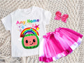 CoComelon Girls TV Melon Tutu Set Girls Personalized Custom Hot Pink White Pink Ribbon Tutu Outfit Dress Theme Cake Smash Party