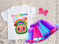 CoComelon Girls TV Melon Tutu Set Girls Personalized Custom Hot Pink Blue Purple Ribbon Tutu Outfit Dress Theme Cake Smash Party