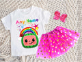 CoComelon Girls TV Melon Tutu Set Girls Personalized Custom Hot Pink Gold Polka Dots Tutu Outfit Dress Theme Cake Smash Party