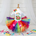 CoComelon TV Tutu Set Girls Personalized Custom Rainbow Knots Tutu Outfit Dress Theme Cake Smash Party