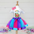 CoComelon TV Tutu Set Girls Personalized Custom Hot Pink Blue Purple Ribbon Tutu Outfit Dress Theme Cake Smash Party