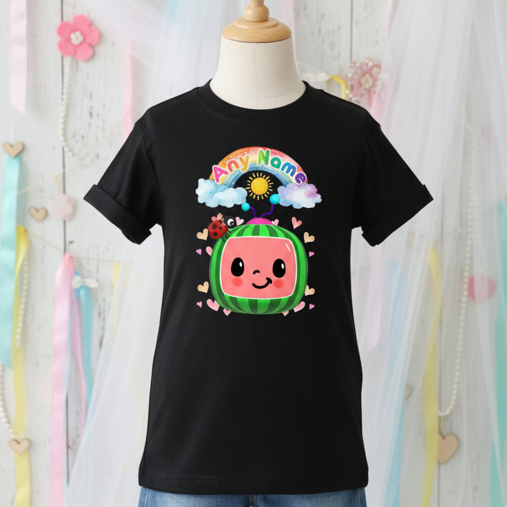 CoComelon TV Girls Personalized Custom Black T-Shirt or Onesie Theme Cake Smash Party