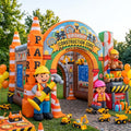 Construction Zone Theme Premium 10' x 10' Birthday House Inflatable Blow Up Walk-Through Archway Experience Decor Prop