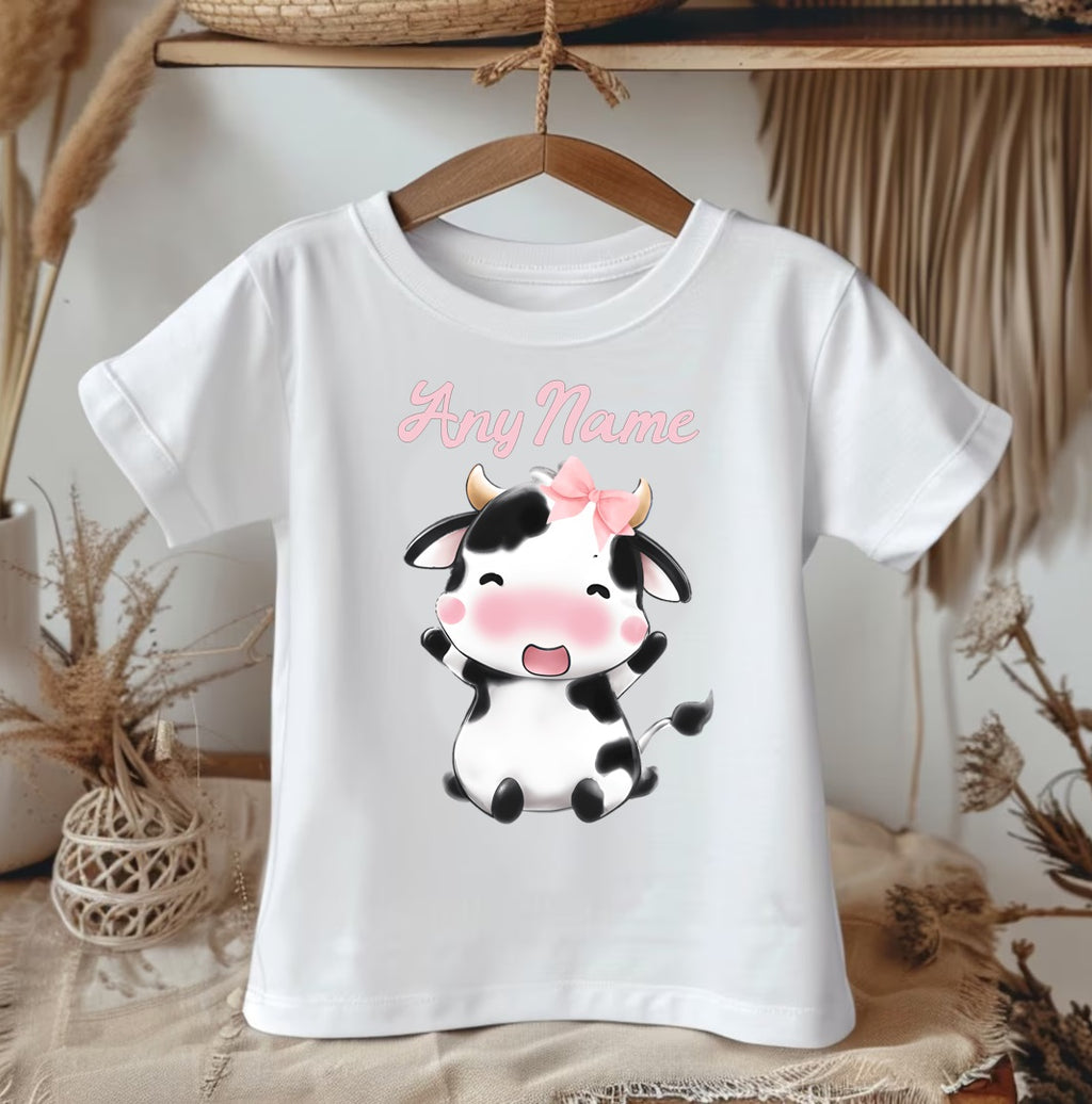 Cute little Cow Farm Barn Animal Tutu Set Girls Personalized Custom Pink White Gold Ribbon Sewn Trim Tutu Outfit Dress Theme Cake Smash Party
