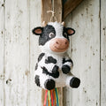 Premium Handmade 30-Inch Cute Little Cow Character Pull-String Piñata Table Decor Party Centerpiece