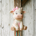 Premium Handmade 30-Inch Cute Little Girl Cow Character Pull-String Piñata Table Decor Party Centerpiece
