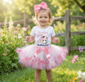 Cute little Cow Farm Barn Animal Tutu Set Girls Personalized Custom White Pink Knots Tutu Outfit Dress Theme Cake Smash Birthday Party