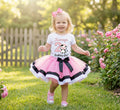 Cute little Cow Farm Barn Animal Tutu Set Girls Personalized Custom Pink Black White Ribbon Trim Tutu Outfit Dress Theme Cake Smash Birthday Party