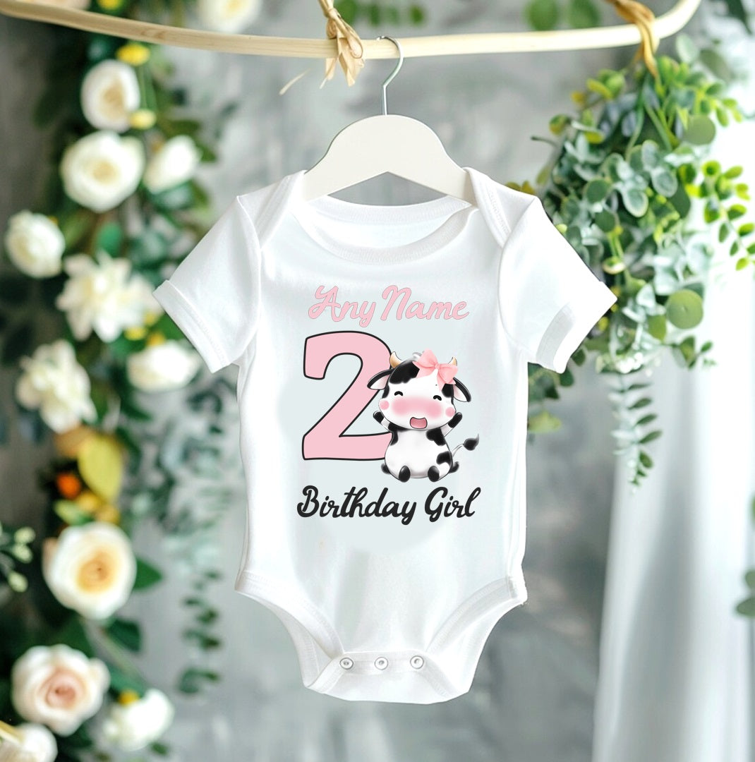 Cute little Cow Farm Barn Animal Tutu Set Girls Personalized Custom Pink Hot Pink White Ribbon Trim Tutu Outfit Dress Theme Cake Smash Birthday Party