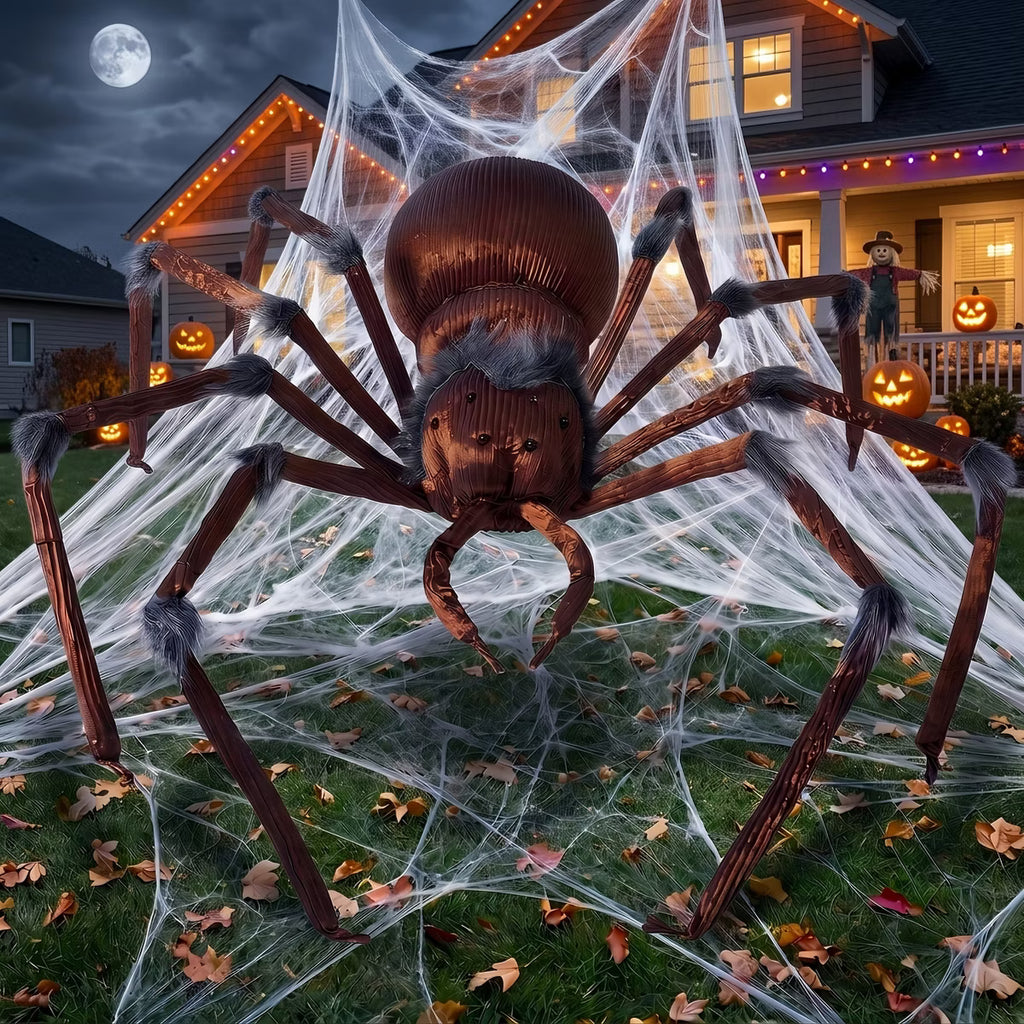 3.7' Giant Creepy Brown Spider Halloween Home Decor Accent Yard Prop