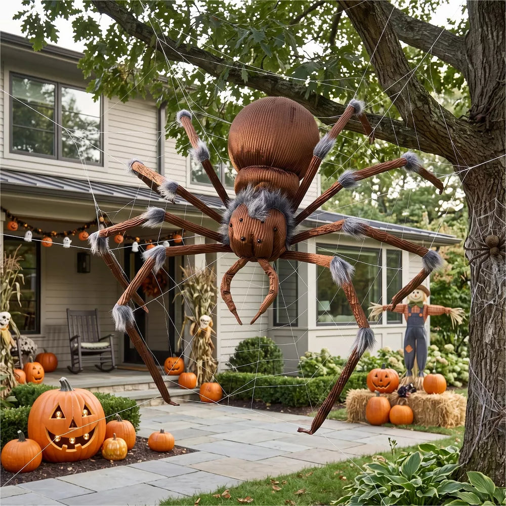 3.7' Giant Creepy Brown Spider Halloween Home Decor Accent Yard Prop