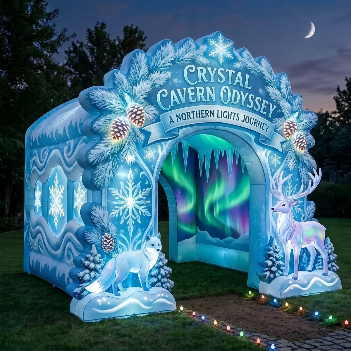 Crystal Cavern Theme Premium 10' x 10' Christmas House Inflatable Blow Up Walk-Through Archway Experience Decor Prop