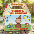 (Pack of 6) Curious George Custom Personalized Birthday Party Favor Gable Treat Boxes