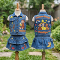 Personalized Custom Name Curious George Denim Vest & Skirt Set Birthday Party Cake Smash Gift