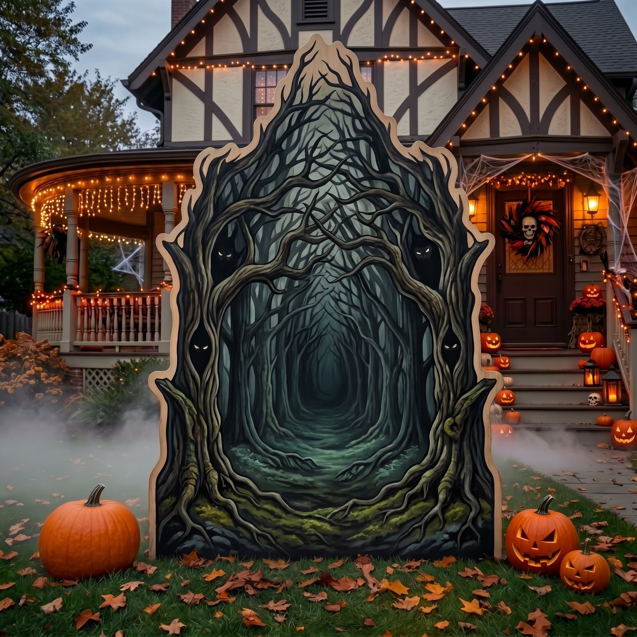 Life Size Cursed Forest Entrance Premium Freestanding Halloween Cutouts Yard Sign Decor Party Prop