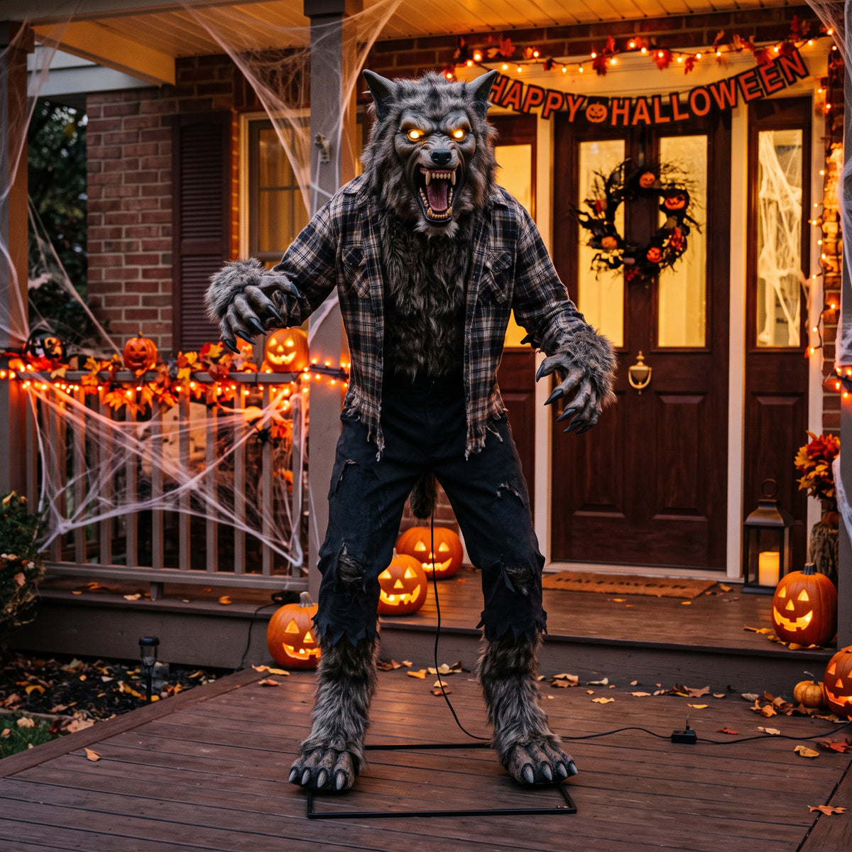6' Animated Enchanted / Cursed Forest The Werewolf Figure Music Lights Motion Sensor Halloween Home Decor Accent Yard Prop
