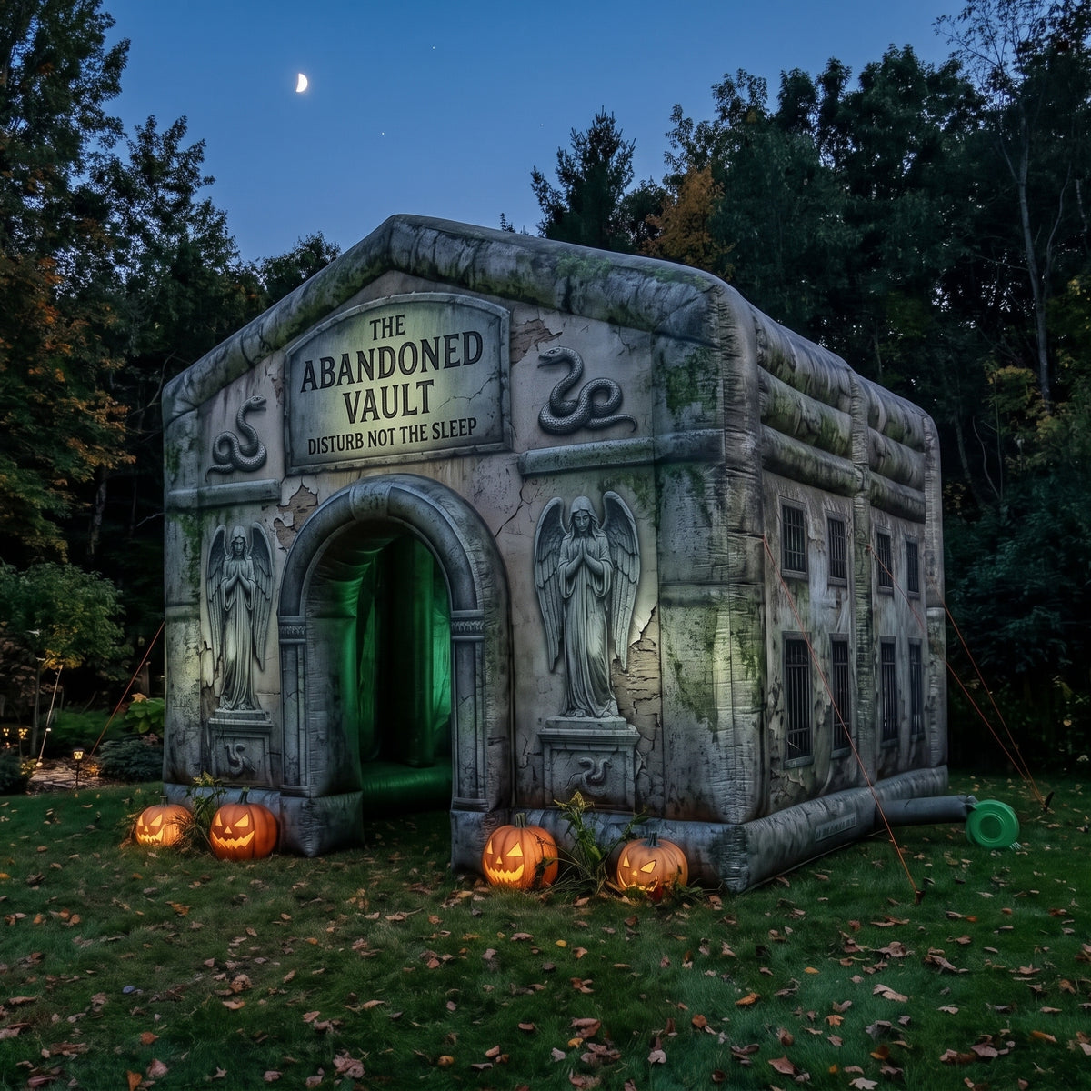 Cursed Graveyard / Mausoleum Theme Premium 10' x 10' Halloween Haunted House Inflatable Blow Up Walk-Through Archway Experience Decor Prop