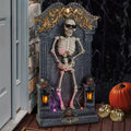 3' Animated Dancing Skeleton on Tombstone with Music Lights Halloween Home Decor Accent Yard Prop