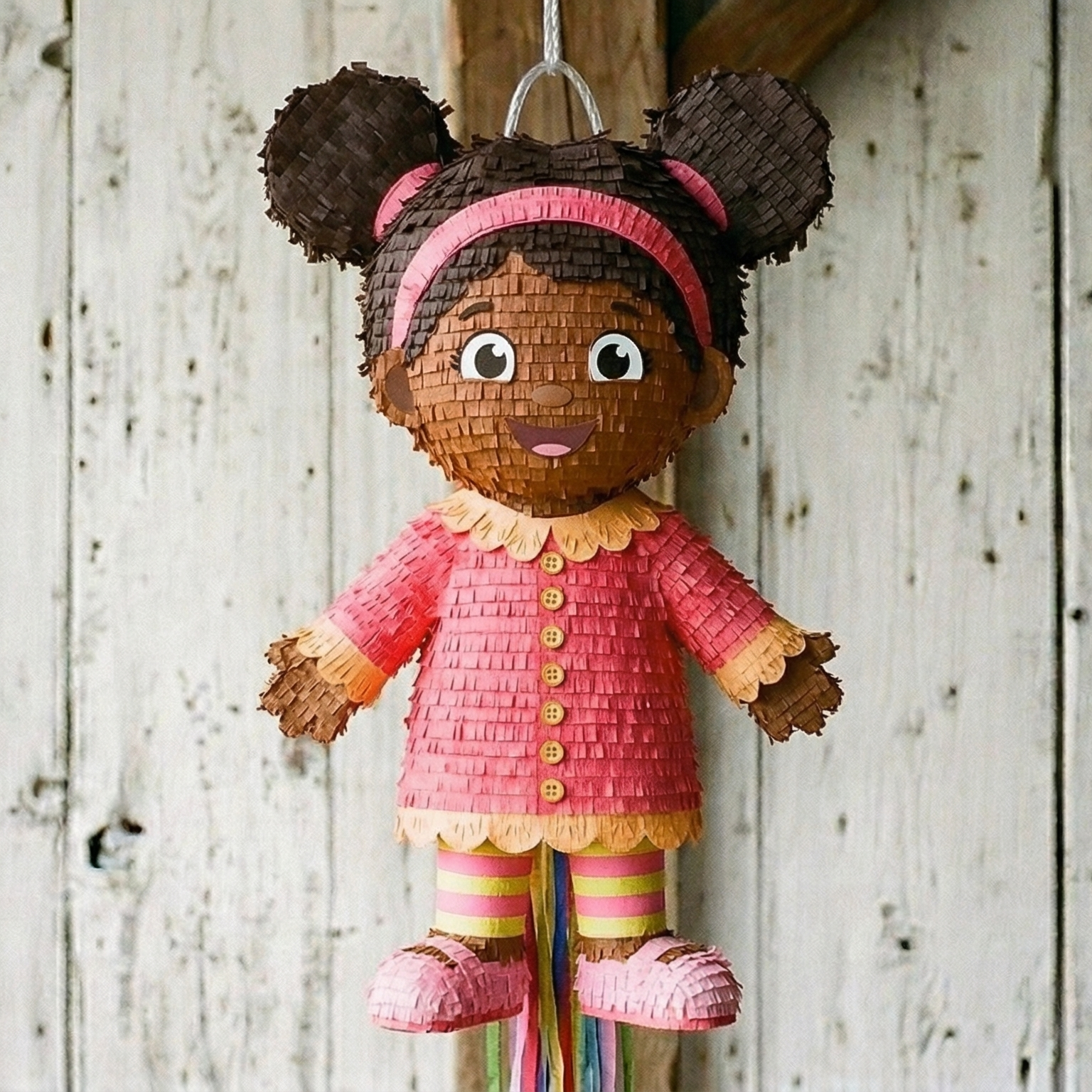 Premium Handmade 30-Inch Daniel Tiger Miss Elaina Character Pull-String Piñata Table Decor Party Centerpiece