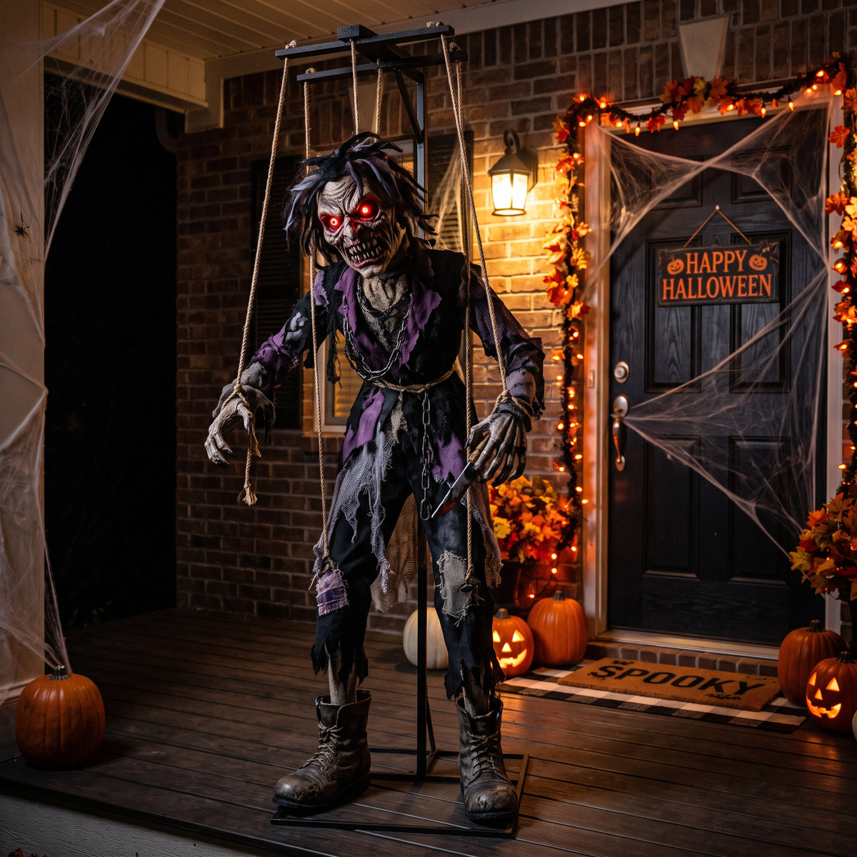 6' Twisted Wonderland / Dark Fairy Tales Flesh-Craving Marionette Figure Music Lights Motion Sensor Halloween Home Decor Accent Yard Prop