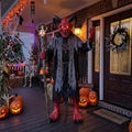6' Demonic Cult Compound Horned Demon Figure Music Lights Motion Sensor Halloween Home Decor Accent Yard Prop