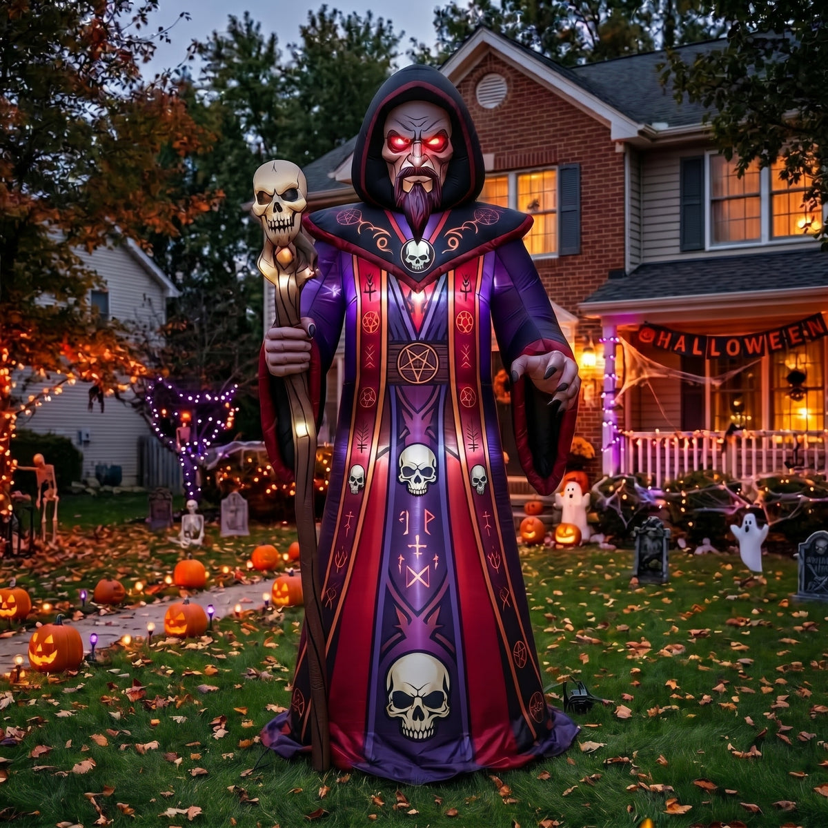 6' Demonic Cult Compound The High Priest Yard Halloween Inflatable Blow Up Decor Prop