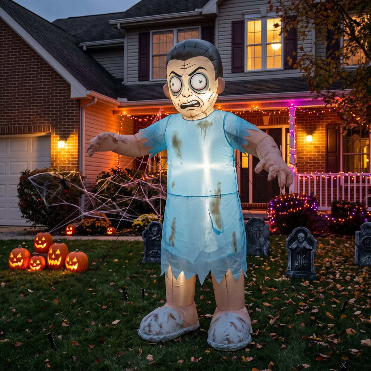 6' Abandoned Asylum Deranged Patient Yard Halloween Inflatable Blow Up Decor Prop