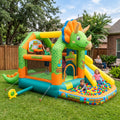 Play Bounce House Jumping Playhouse area with Slide and Ball Pit Dinosaur Theme