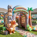 Prehistoric Dinosaur Theme Premium 10' x 10' Birthday House Inflatable Blow Up Walk-Through Archway Experience Decor Prop