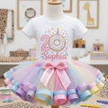 Donut Sprinkles Tutu Set Girls Personalized Custom Tutu Outfit Dress Theme Cake Smash Birthday Party